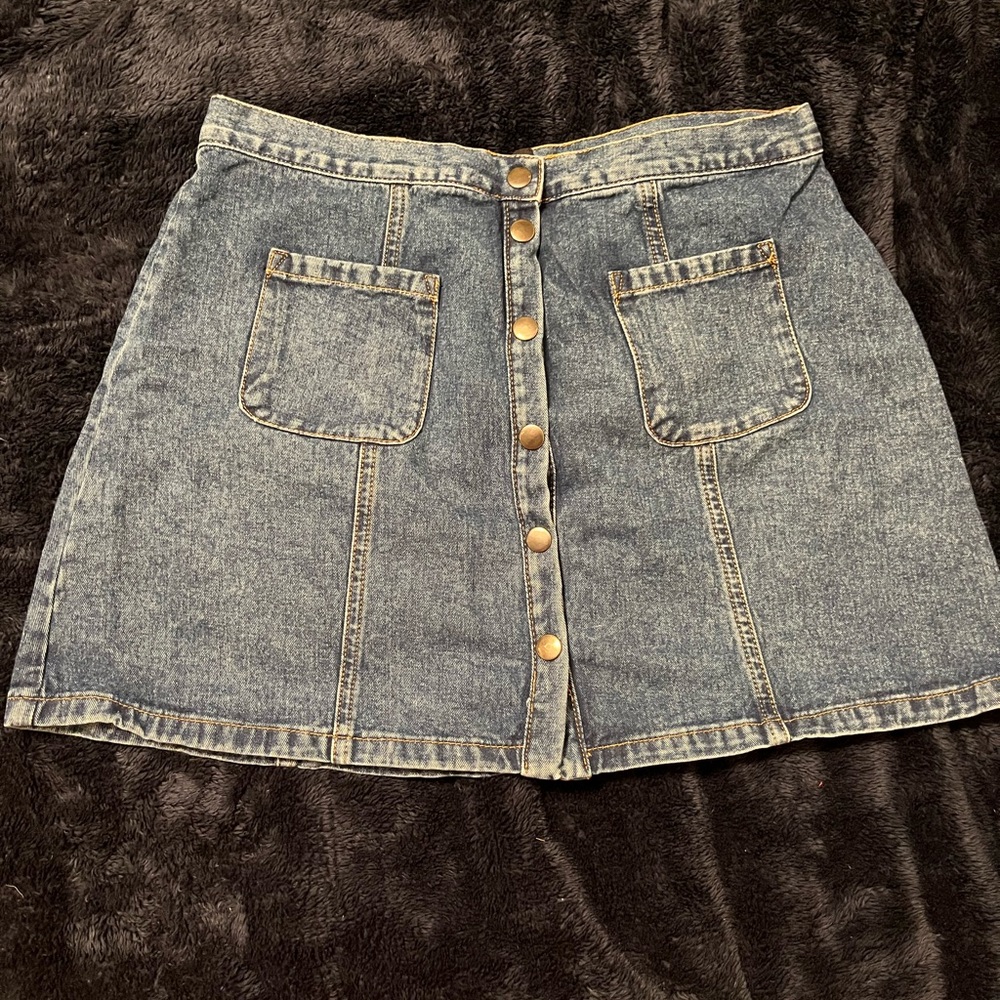 BDG Denim Button A-Line Skirt XL